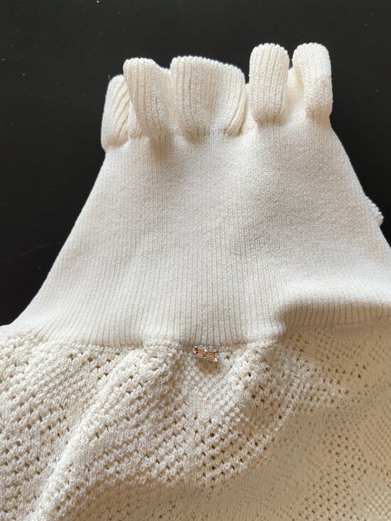 Sportmax Lace Knit Ruffle Turtleneck Mock Neck Sweater Cream Size M - Picture 5 of 8